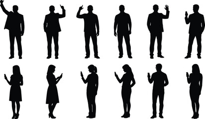 Diverse silhouettes demonstrating various hand gestures and poses © Mst