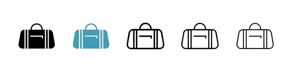 Obraz premium Sports bag line icon vector set. Thin line customizable illustration. Contour symbol. Vector isolated outline drawing. Editable stroke