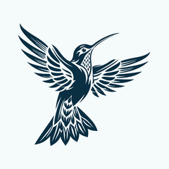 Fototapeta premium Delicate hummingbird line art vector - illustration of a bird in graceful flight