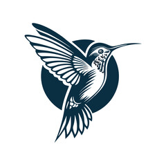 Obraz premium Beautiful Line Art Hummingbird in Flight: Artistic Wildlife Icon Design