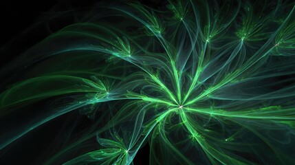 Abstract Glowing Green Fractal Design