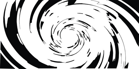 Abstract black and white spiral vortex background with dynamic swirl motion. Bold rotating whirl pattern with strong contrast. Modern graphic texture for posters, comics, and creative design.  © NisatFarjana