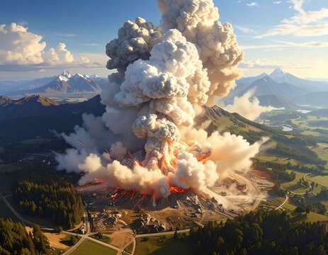 A massive industrial explosion with a gigantic plume of smoke