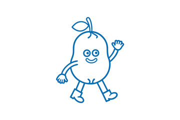 Fototapeta premium Cute Ataulfo Mango Character Line Art Vector for Kids' Healthy Food and Drink Brands