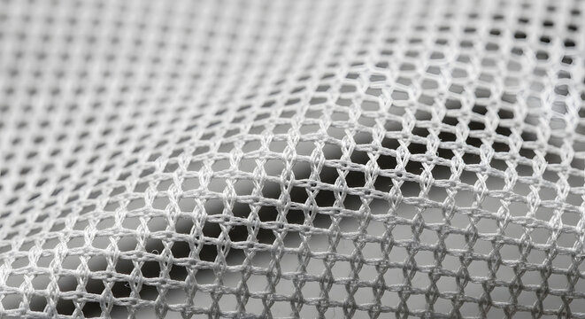 Macro shot showing the detailed weave and mesh pattern of high quality fabric material