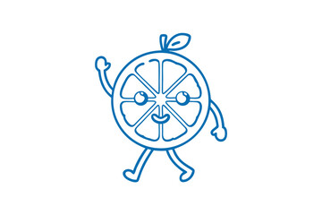 Fototapeta premium Hand-drawn Blood Orange Vector Character, Cheerful Fruit