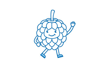 Obraz premium Detailed Line Art Cartoon Custard Apple Illustration for Tropical Healthy Eating Concepts