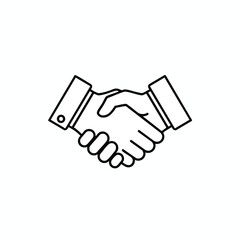 Fototapeta premium Outline icon of two hands shaking, symbolizing agreement and partnership