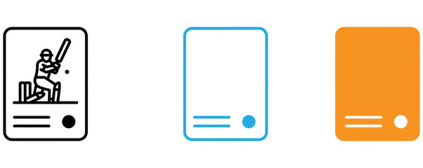 Cricket player on mobile phone icons