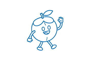 Fototapeta premium Whimsical Davidson's Plum character, fun line art illustration, healthy food graphic