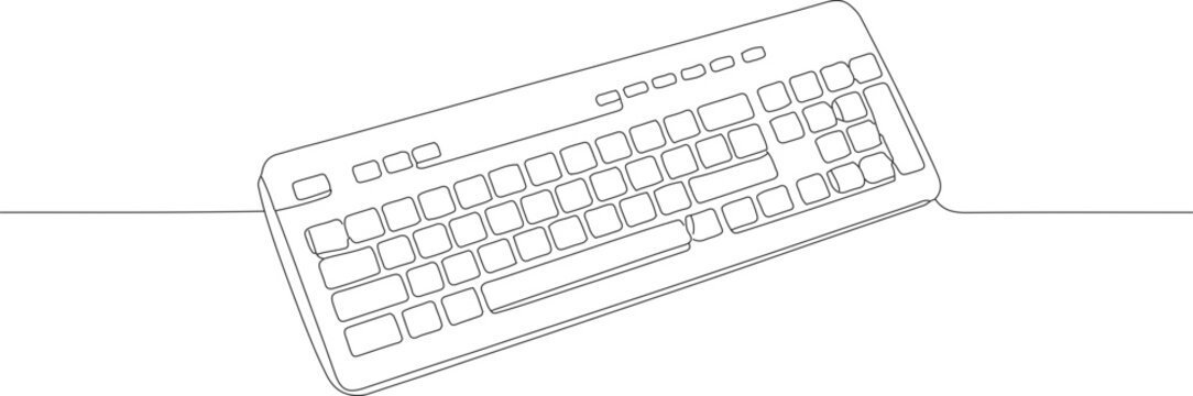 Minimalist Line Art Computer Keyboard Peripheral Equipment Communication Device Illustration