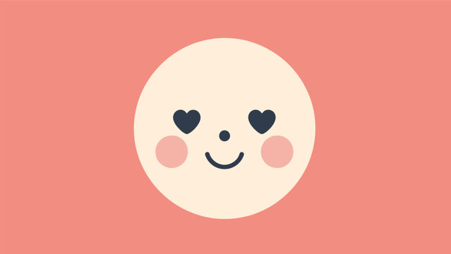 Cartoon Face with Heart Eyes Smiling.