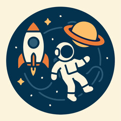 Fototapeta premium Astronaut Floating in Space Exploration Concept Illustration
