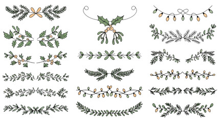 Various festive Christmas leaf and berry garlands are hanging outdoors. © Stock Image Paradise