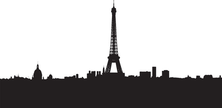 Eiffel Tower silhouette city skyline paris