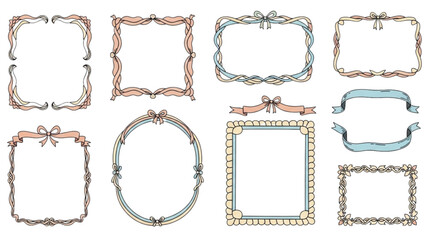 Various decorative frames arranged on a plain surface for design