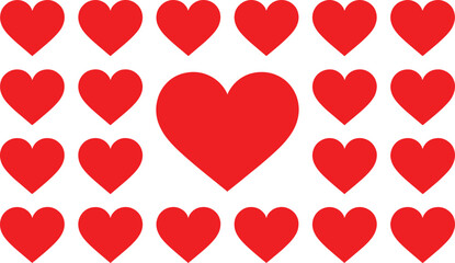 Red heart shapes on white background hearts