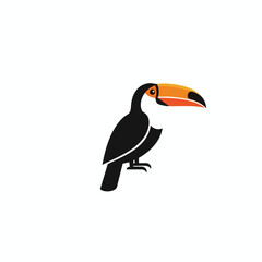 Naklejka premium Stylized toucan with a large, colorful beak on a white background