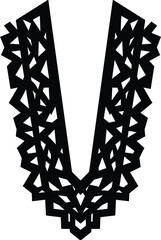 Intricate black and white geometric neckline pattern for textile design and embroidery projects with a modern v-neck shape. © Vector Creative Art