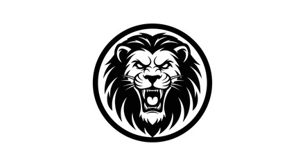 Obraz premium Roaring Lion Head Logo - Wild Animal Mascot Graphic Design for Power and Strength