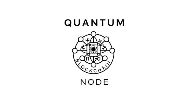 Quantum Blockchain Node Logo for Future Technology and Digital Network Concepts