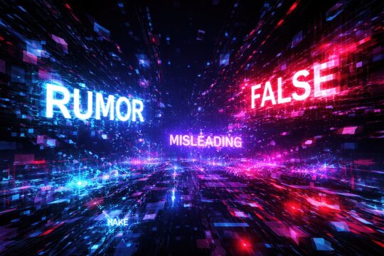 Digital abstract representing the spread of misinformation, fake news, and rumors