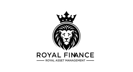 Obraz premium Elegant Royal Finance logo featuring a majestic lion head with a crown for asset management.