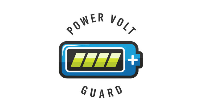 Battery icon with power volt guard.