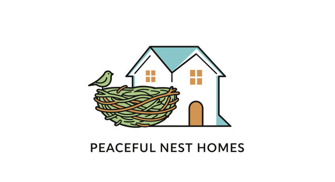 Bird sitting on a nest beside house.