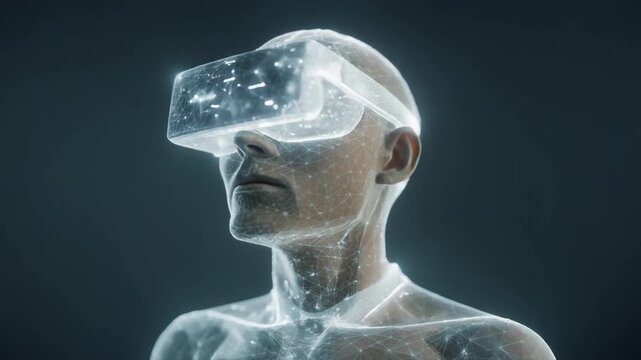 Man Wearing Virtual Reality Headset Digitally Rendered.