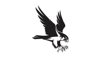 Fototapeta premium Dynamic Falcon in Flight Illustration - Black and White Predator Bird