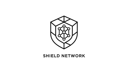 Fototapeta premium Shield Network Logo Icon for Cybersecurity, Data Protection, and Technology
