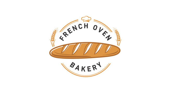 French bread bakery logo emblem.