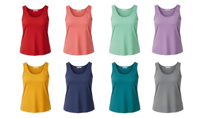 Colorful women's tank tops in various hues, fashion clothing, casual wear