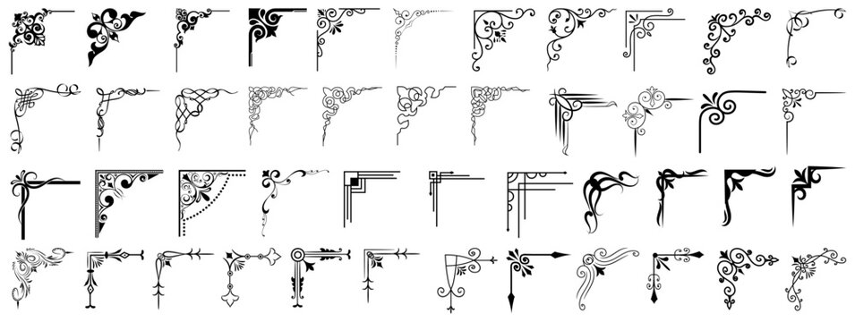 Vintage decorative corner ornaments. Vintage corner set. vector frame corners
