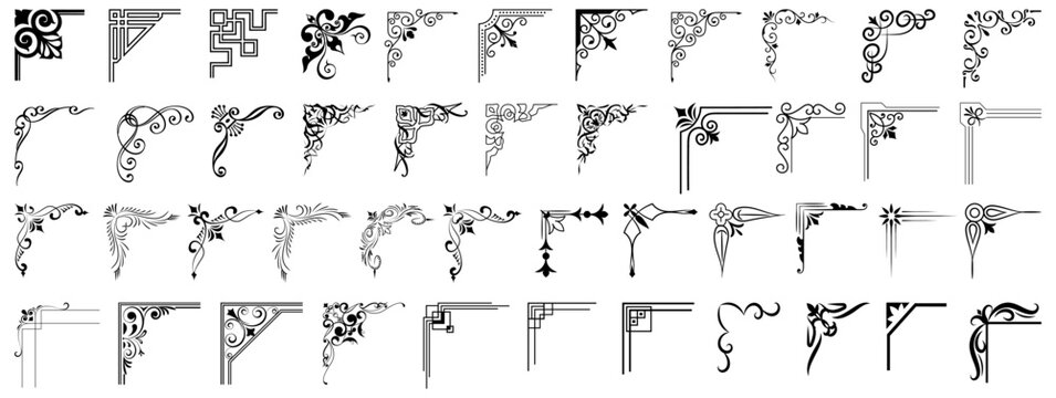 Vintage decorative corner ornaments. Vintage corner set. vector frame corners