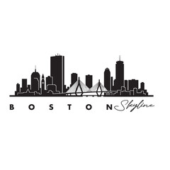 Fototapeta premium Boston Skyline Silhouette – Minimal City Vector Icon