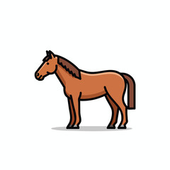 A simple brown horse stands profile, facing left, on a white background