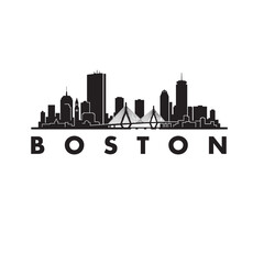 Fototapeta premium Boston Skyline Silhouette – Minimal City Vector Icon