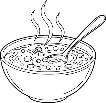 steaming hot bowl of soup with a spoon