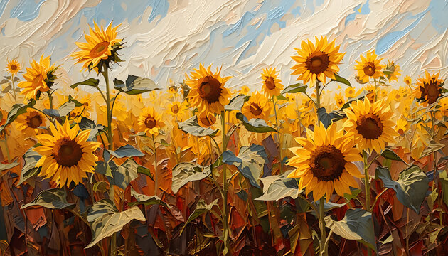 sunflower painting style illustration