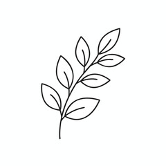 Obraz premium Simple line drawing of a plant stem with several leaves
