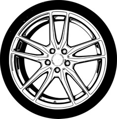 Obraz premium Polished alloy wheel and tire assembly 