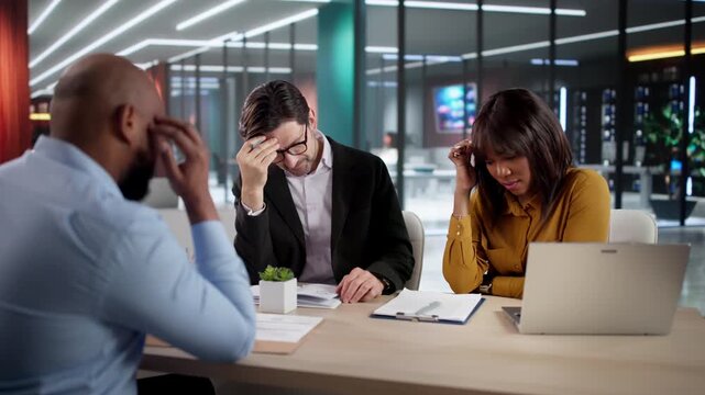 Sad Young Employees Feeling Bored