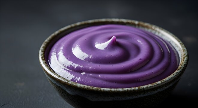 Vibrant Purple Ube Halaya in Bowl - Filipino Sweet Yam Dessert Macro