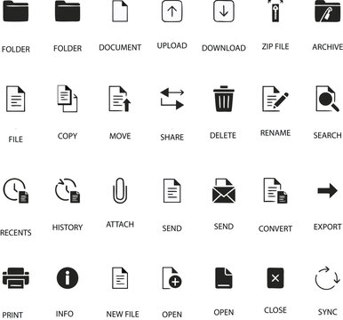 Business and finance icons set with vector symbols for internet web computer phone media camera mail document and communication design