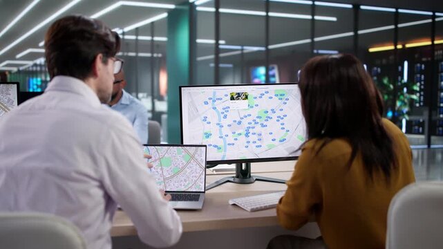 Team Examining Multiple Maps