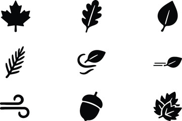 Maple leaf acorn and foliage nature icon set flat design vector illustration scalable graphic © MstSabrina