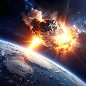 A massive asteroid collides with Earth