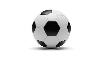 Fototapeta premium A black and white soccer ball sitting on a plain white surface with a subtle shadow underneath it